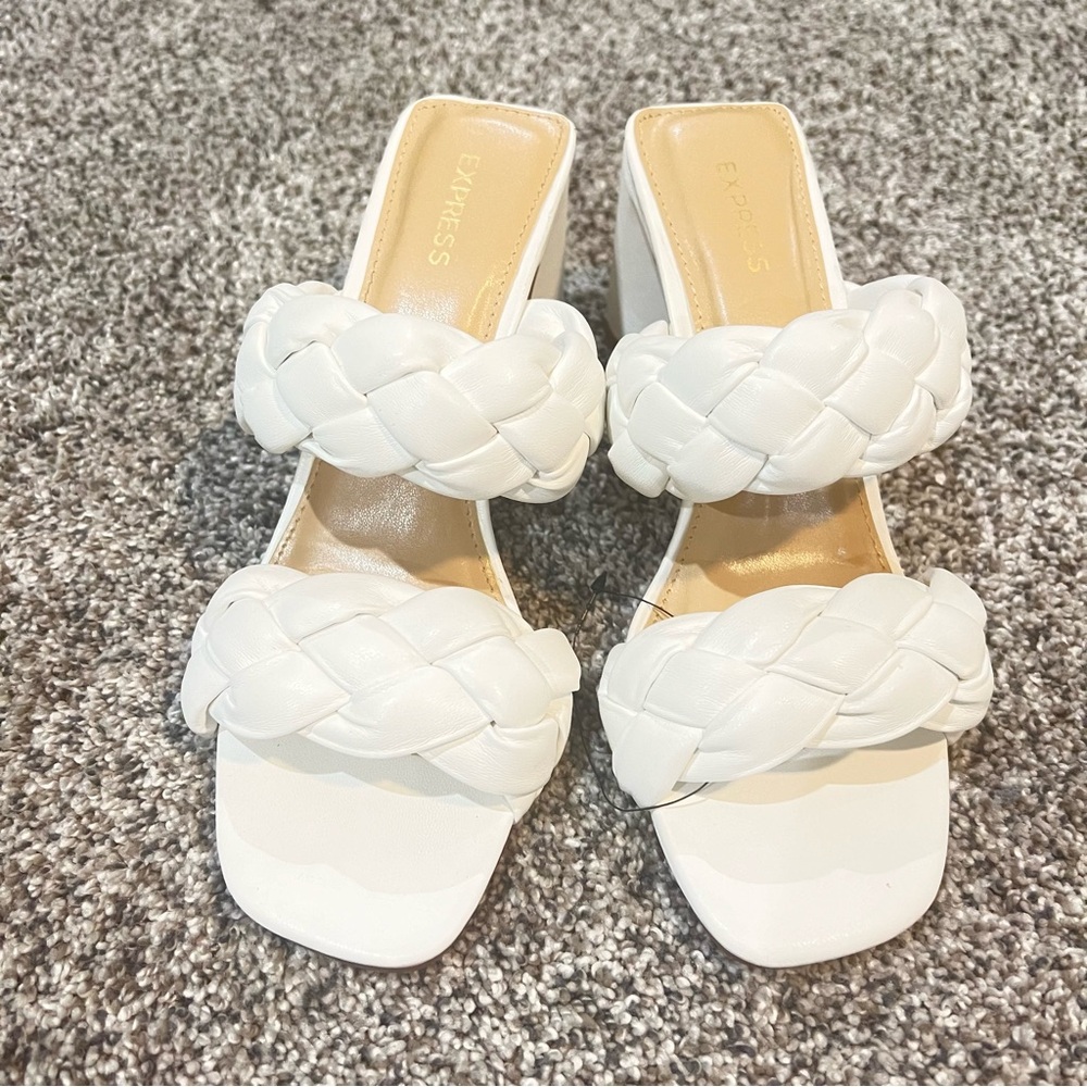 Braided Double Band Block Heel Sandals SIZE 7